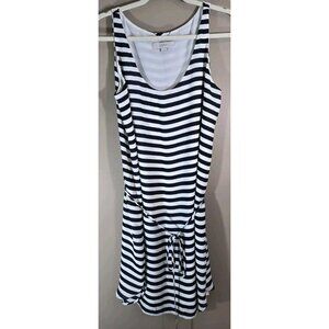 Ann Taylor Loft Blue & White Striped Sleeveless Dress, Sz LP Beachy Nautical